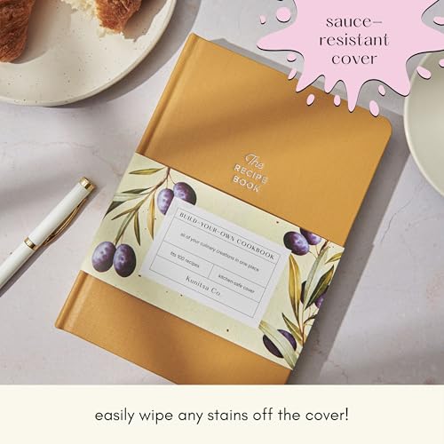 Image of Kunitsa Co. Recipe Notebook - Keepsake Gift, Hardcover Blank Recipe Book to Write In Your Own Recipes with Journaling Prompts About the Chef, 100 Recipes, Mustard Yellow