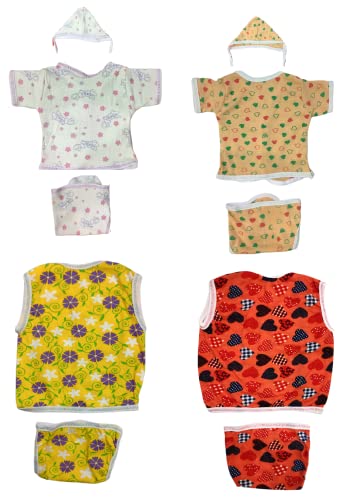 Image of TANGY Hosiery Newborn Baby Boy's and Baby Girls Jhabla Clothing Top Set(Pack of 4)