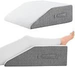 Wedge Pillow for Sleeping, 10 inch Bed Wedge Pillow for Acid Reflux Relief, Sleep Apnea, Snoring, Back Pain Relief, Memory Foam Wedge Pillow for Anti Snoring (Grey & White, 10 inch)