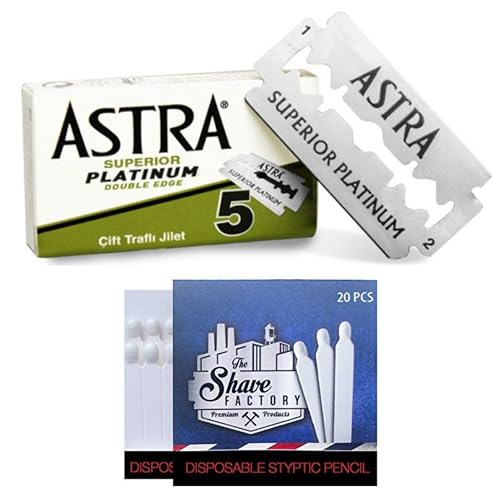 The Shave Factory Ultimate Shaving Kit of 100 Astra Superior Platinum Double Edge Razor Blades with 20 Free The Shave Factory Styptic Matches - Smooth Shaves and Quick Relief Combo - Image 3