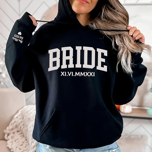 GODMERCH Personalized Embroidered Bride Sweatshirt - Mrs Sweatshirt, Wedding Gifts for Bride, Engaged Bride Groom Gift, Engagement Hoodie, Bride Gifts, Bridal Shower Gifts, Bachelorette Party Gifts2