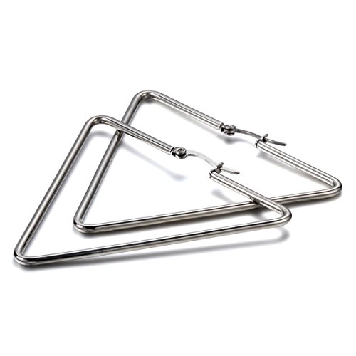 JewelryWe 2pc Boucles d'oreilles Femme Pendante Punk Rock Triangle Creux Acier Inoxydable Fantaisie Couleur Argent