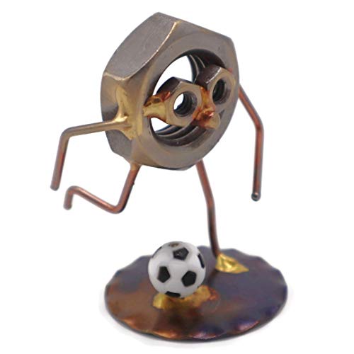 Soccer Nut Collectible Handmade Metal Art Figurine, Desk Accessories, Trophy, Boss Gift, Home Office Décor