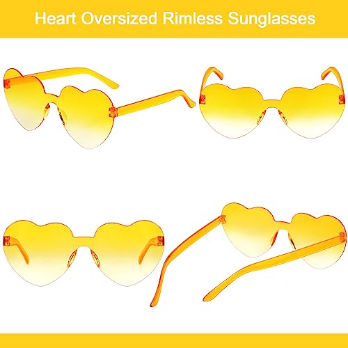 Image of 12 Pairs Heart Glasses Colorful Rimless Heart Shaped Sunglasses Love Glasses for Bachelorette Bride Party Favor
