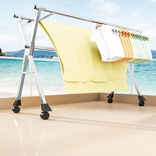 Séchoir à linge pliable extérieur acier inoxydable robuste 200 cm réglable - 5