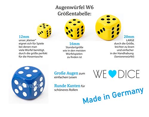 Würfel (16mm W6) in Silber/weiße Punkte - Made in Germany - WeLoveBeads - 5 Stück