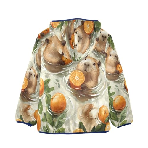 Guinea Pigs with Oranges Toddler Fleece Jacket Girl Boys Hooded Fleece Jacket Coat Warm Outwear Zip-up 3-10T2