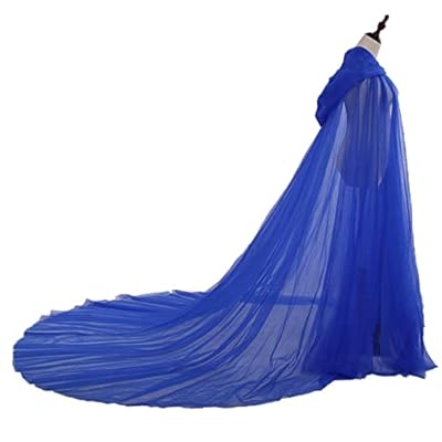Damen Hochzeit Tüll Umhang Kapuze Elf Umhang Brautkleid Robe mit langem Zug – Bild 5