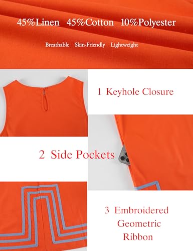 Image of Womens Summer Boho A-Line Mini Dress Sleeveless Sundress Color Block Beach Coverups