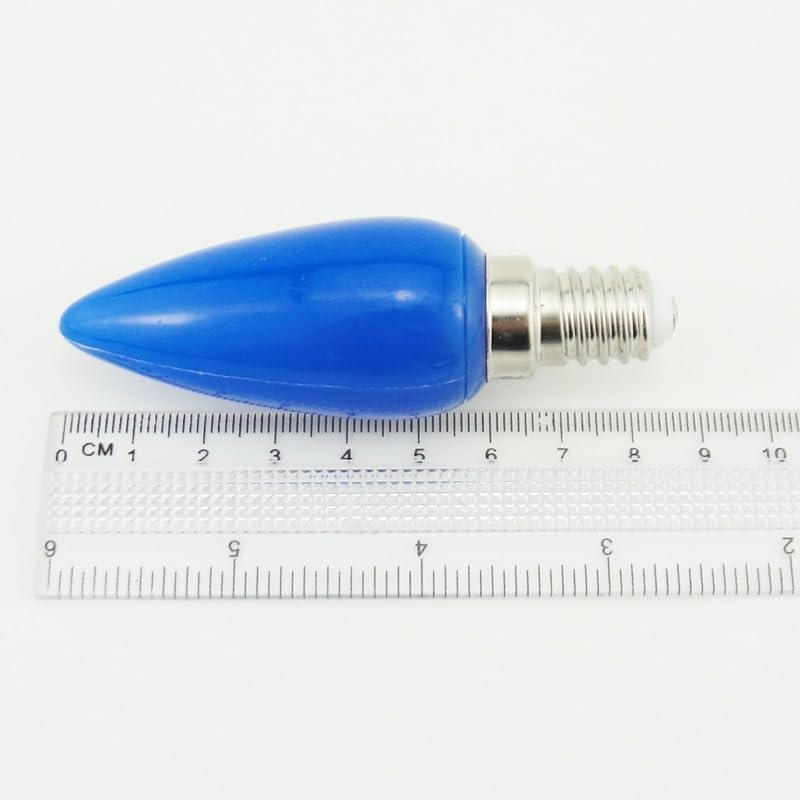 YSJX feux à large tension, Lot de 50 ampoules LED en forme de bougie, E14 AC100-250 V 0,8 W, luminaire décoratif pointu(Bleu)