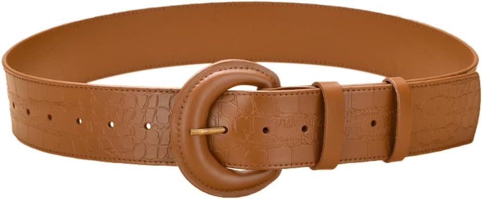 Women Genuine Leather Elastic Belts for Dress Fashion Wide Cowhide Stretchy Corset Cinch Waist Band