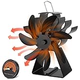 Jooheli Ventilador de Chimenea,Ventilador de Estufa de 7 Palas Ventilador de Leña/Leña Alimentado por Calor, Para Estufas Estufas de Leña y Chimeneas