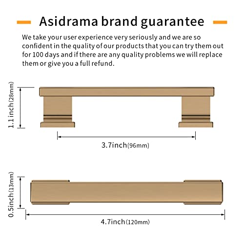 Asidrama 10 Pack 3.75 Inch(96mm) Champagne Bronze Kitchen Cabinet Handles, Brushed Brass Cabinet Pulls Gold Kitchen Cabinet Hardware for Cupboard Drawer Pulls by Asidrama - Image 3