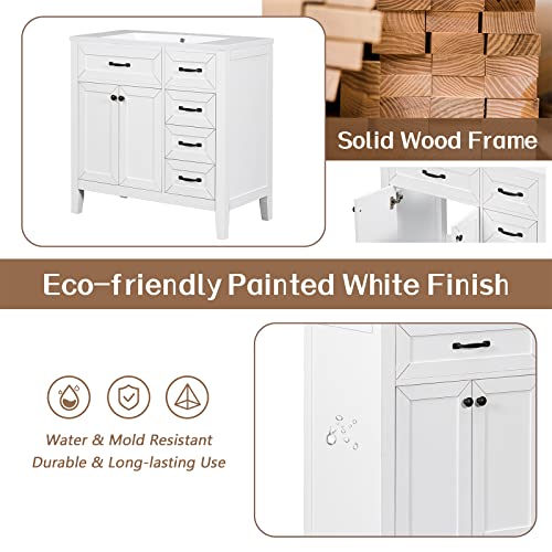 36 Inch Bathroom Vanity Without Top Sink, Bathroom Vanity Base Only, Modern Bathroom Storage Cabinet Two Doors And Drawers, Freestanding Bathroom Vanity, White #TOP5