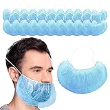 100 Stück Einweg Bartbinde, Blau Bartschutz mit Elastischem Gummizug, Hygiene Beard Mask für die Gastronomie (Blau)
