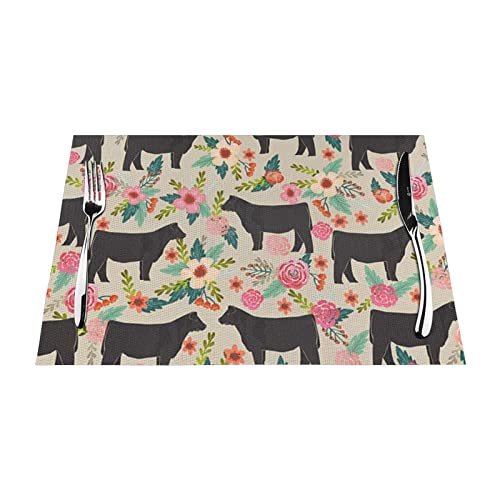 Set de table vache rose tissé et imperméable pour dîner style champêtre
