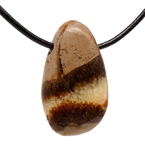 Collier Pendentif Pierre - Jaspe Mokaite Rond Cercle Donut Pi 30mm