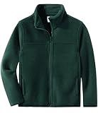 Spring&Gege Boys Full-Zip Polar Fleece Jacket Kids Solid School Uniform Outwear Jackets for Girls, Green, Size 9-10 Years