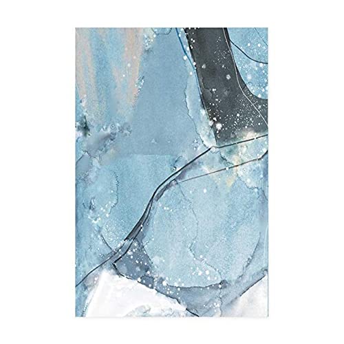 Peintures marbre bleu abstrait triptyque de luxe pour salon chic