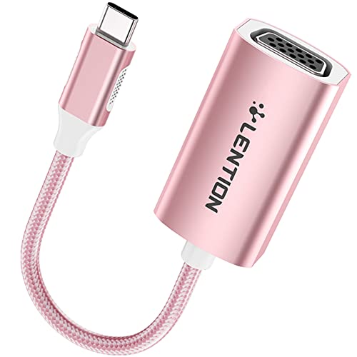 LENTION USB C to VGA Adapter, Type C VGA Cable Converter for 2023-2016 MacBook Pro 13/15/16, New iPad/Surface/Mac Air, Stable Driver Certified (CB-CU606, Rose Gold)