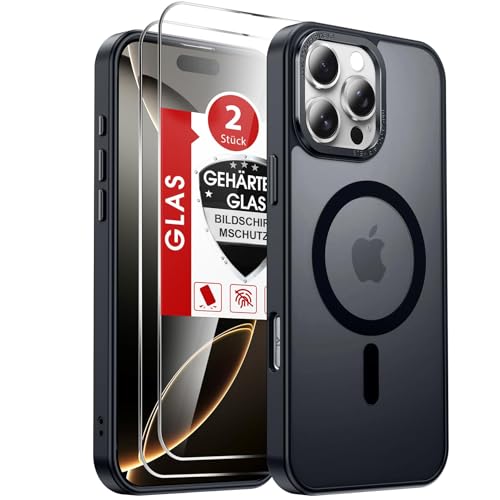 LeYi für iPhone 16-Pro Hülle mit Panzer Glas 2X für Magsafe: Handyhülle i Phone 16 Pro Case Schutzfolie Folie Magnetisch...