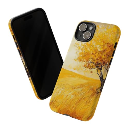 Coque rigide iPhone 15 Plus arbre d'automne doré luxe mat - 2