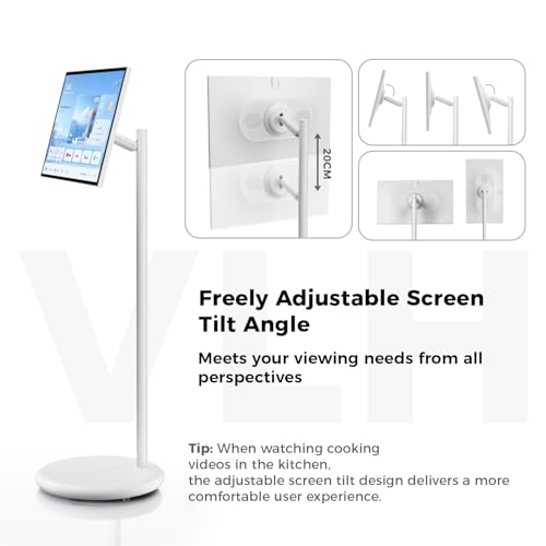 Image of VLH 27″ FHD Touch Screen Rolling TV, Smart Portable TV on Wheels, 6G+128GB, 27000mAh Battery, Android 15 OS, EDLA-Certified, Wireless Tablet TV with Voice Remote Control, Built-in 13MP Camera