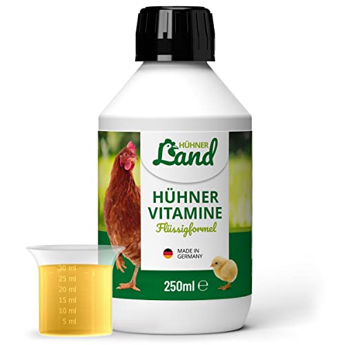 HÜHNER Land Hühner Vitamine 250ml Hühnerfutter Ergänzung Vitaminkonzentrat mit Vitamin ADEC I Futterergänzungsmittel für die Vitaminversorgung von Hühnern Wachteln & Geflügel