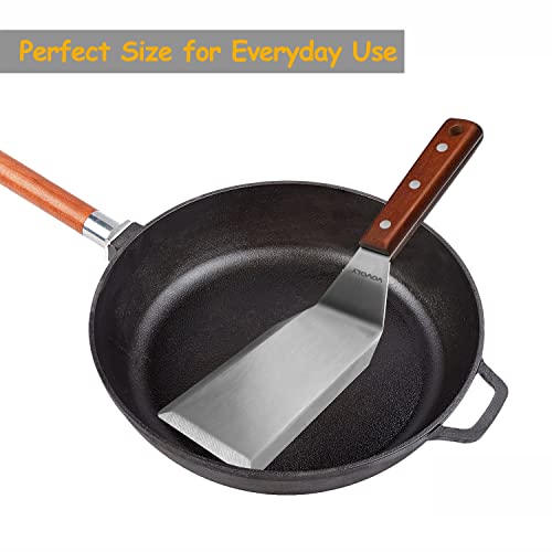 Image of Professional Metal Spatula for Cast Iron Skillets and Flat Top Grills, Full Tang Wooden Handle, Thick Stainless Steel Blade, Smash Burger Spatula Turner for Flipper, Cooking, BBQ, 4.7 x 2.7 Inch