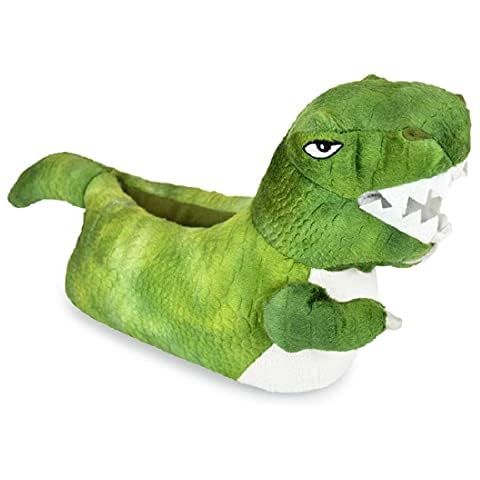 STC Stores Childrens / Boys 3D Plush Novelty Green Dinosaur / T-Rex Slippers (Large, large) Cover