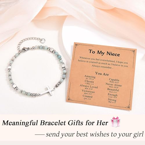 Image of Religious Cross Bracelet for Women Girls, Christian Gifts for Daughter Granddaughter Sister in Christ Friend Niece on Birthday Christmas Easter Valentines Day Graduation