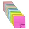 RHAWOM 12 Pads 4x4 in Lined Sticky Notes,12 Fresh Pastel Colors, Super Adhesive Post Note,35 Sheets/Pad ,School Office and Home Supplier