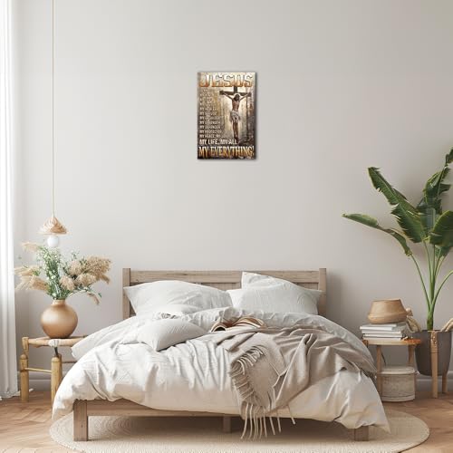 Axglnumber Jesus Wall Art Christian Quotes Wall Decor Canvas Pictures Artwork, Framed Jesus Christ Prayer Wall Art Quotes Poster for Bedroom Decor 08x12 inches by Axglnumber - Used condition - Image 5