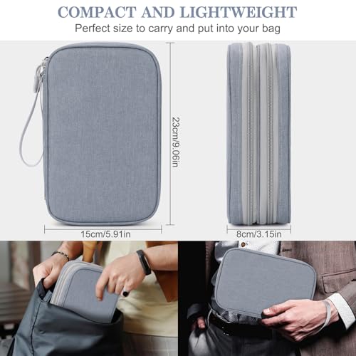 Image of FYY Electronic Organizer, Large Travel Cable Organizer Bag Pouch Electronic Accessories Carry Case Portable Waterproof Double Layers All-in-One Storage Bag for Cable, Cord, Charger, Light Grey