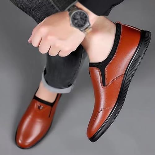 ADMLZQQ Men's Dress Shoes Leather Formal Shoes Oxfords Business Shoe Slip on Non-Slip Shoe3