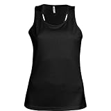 Espalda estilo nadadora. Kariban Proact- Camiseta de Deporte de Tirantes para Chica/Mujer (Grande (L)) (Negro)