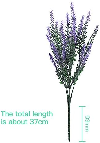 JaneYi 6 Pieces Artificial Lavender Plant Purple Plastic Lavender Flowers Fake Lavender Bridal Bouquet Faux Floral Arrangement for DIY Indoor Outdoor Home Vase Patio Garden Wedding Party Decor