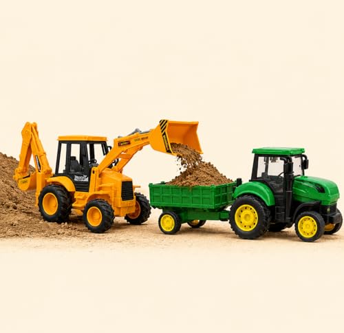 Image of JCB Toy Big Size for Kids, Tractor Toy with Tipping Trailer & Excavator Loader, Construction Vehicle Toy Set, Heavy Duty Truck Toys for Boys & Girls 3+ Years