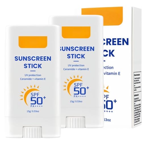 Image of 2pcs Sunscreen Stick SPF 50+ Face,Tinted Sunscreen Stick SPF 50,Hydrating&Moisturizing Sun Cream Stick,Waterproof&Non-Greasy Sunblock for Oily Skin,Convenient Sun Stick,Hydrating Mineral Sunscreen