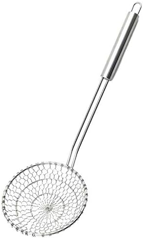 Best Utensils Asian Kitchen Stainless Steel Spider Strainer Professional Wire Skimmer with Spiral Mesh (DIA. 13CM)