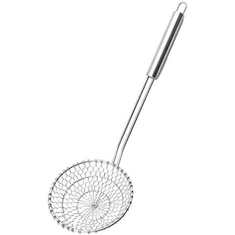 Best Utensils Asian Kitchen Stainless Steel Spider Strainer Professional Wire Skimmer with Spiral Mesh (DIA. 13CM) Cover