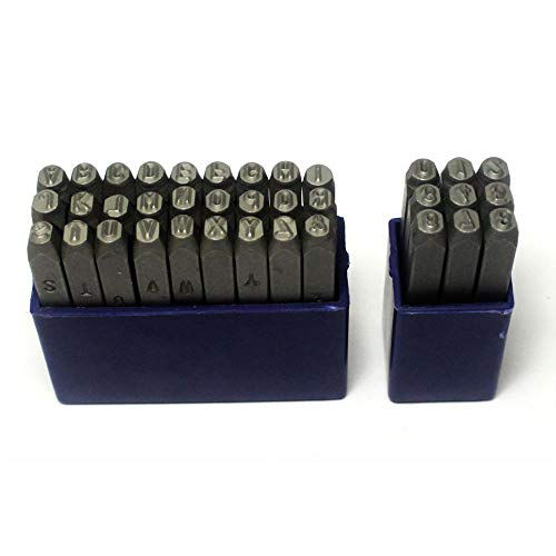 Oudtinx Number and Letter Stamp Set (36 Piece Punch Set/A-Z & 0-9) Industrial Grade Hardened Carbon Steel Metal - 5/32" (4mm) Characters - Perfect for Imprinting Metal, Wood, Plastic, Leather, More! - Thumbnail 2