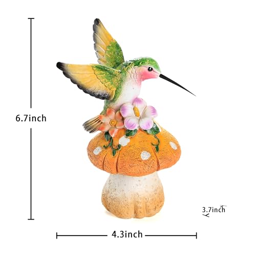 Smadeer Hummingbird Stand on Mushroom for Garden Decorations,Hummingbird Statue for Outdoor Backyard Yard Porch Patio Lawn Outside Indoor Home Shelf Decor Accents,Bird Sculpture Figurine - Image 3
