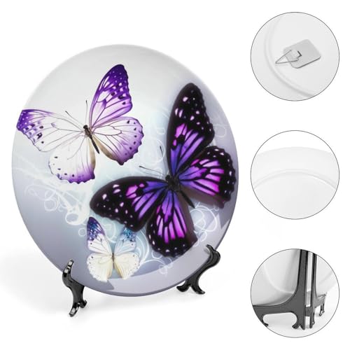 Plato decorativo de porcelana Bone China blanco y morado miniatura 4