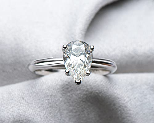 AINUOSHI 2.0 Carat Moissanite Ring, Pear Shaped Wedding Ring Made with Sterling Silver, Pear Cut, Gift for Wedding, Engagement and Anniversary.4