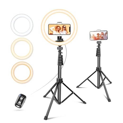 Aureday 10’’Selfie Ring Light with 62" Adjustable Tripod Stand & Phone Holder for Live Stream/Makeup, Dimmable LED Ringlight for Tiktok/YouTube/Zoom Meeting/Photography