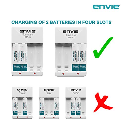 Image of ENVIE (ECR20+1000) Beetle Charger for AA & AAA Rechargeable Batteries with LED Light Indicator