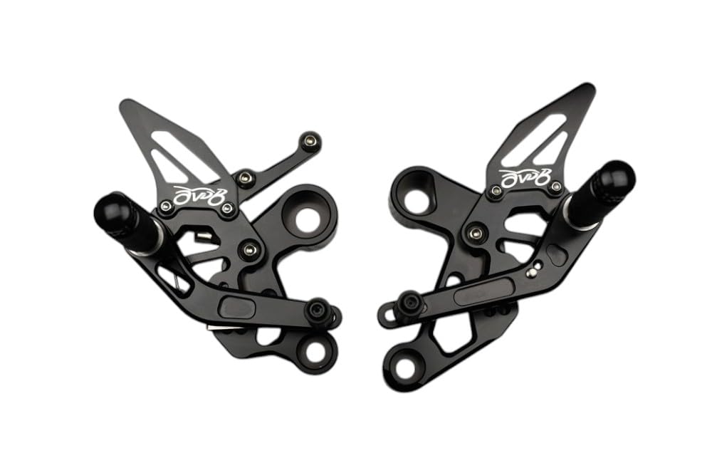avdb-moto Supporto Pedane Arretrate Regolabili Compatibile con TRIUMPH DAYTONA 675 H67 2013-2017, STREET TRIPLE 675 L67LR 2013-2017, R RX 675 L67LR 2013-17, Daytona 675 R H67 2013-17 Racing AVDB (Blu)