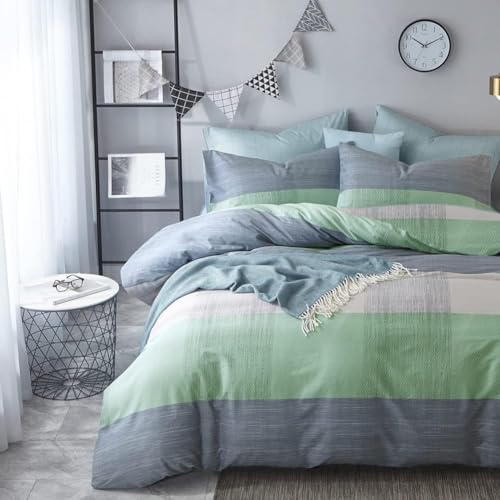 Image of LifeTB Queen Comforter Set Patchwork Bedding Comforter with 2 Pillowcases Soft Fluffy Geometric Plaid Bedding Set Breathable Cozy Patchwork Plaid Checkered Pattern Comforter for All Seasons