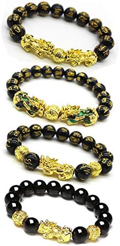 CARSHIER Feng Shui Good Luck Bracelets for Men Women Obsidian Bead Chinese Lucky Charm Bracelet Pixiu Yao Attract Wealth Porsperity Feng Shui Jewelry Father's Day Gift